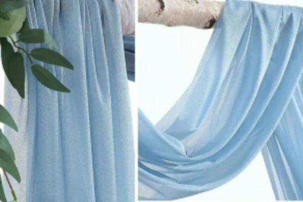 DRAPES en mousseline Bleu Poussiéreux