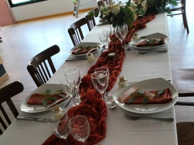 CHEMIN DE TABLE en gaze couleur TERRACOTTA
