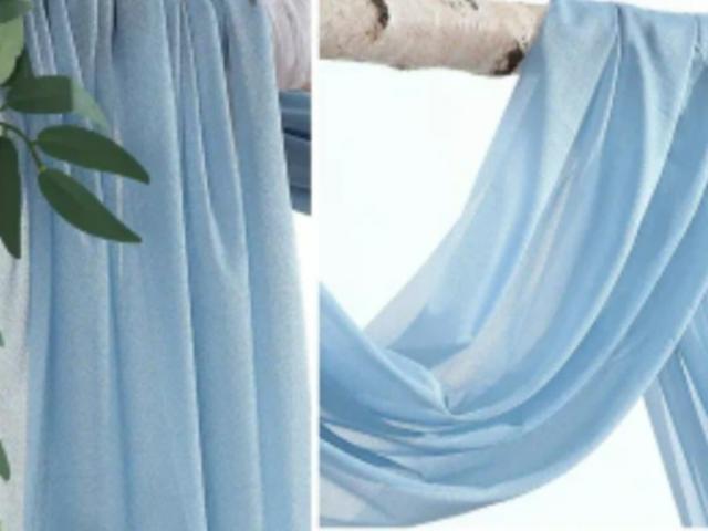 DRAPES en mousseline Bleu Poussiéreux