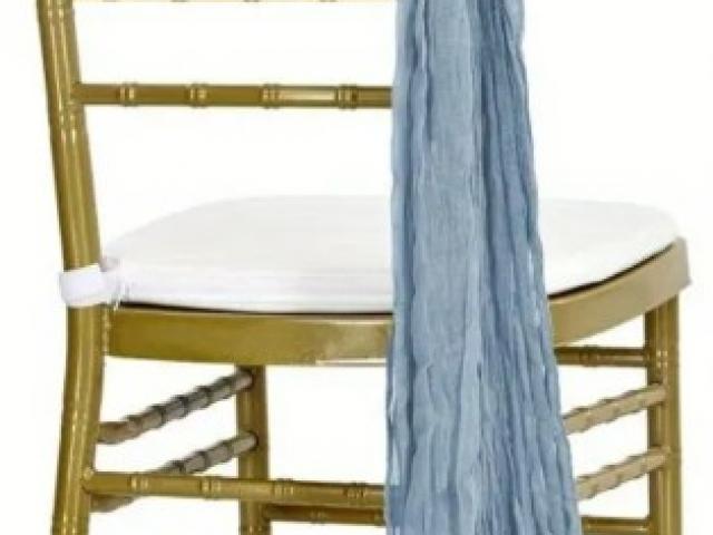 NOEUDS DE CHAISE en coton gaze effet froissé - Bleu Poussiereux